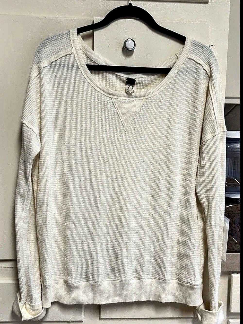 We The Free thermal top Size Large Cream waffle knit